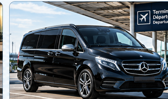 Van Mercedes noir avec chauffeur